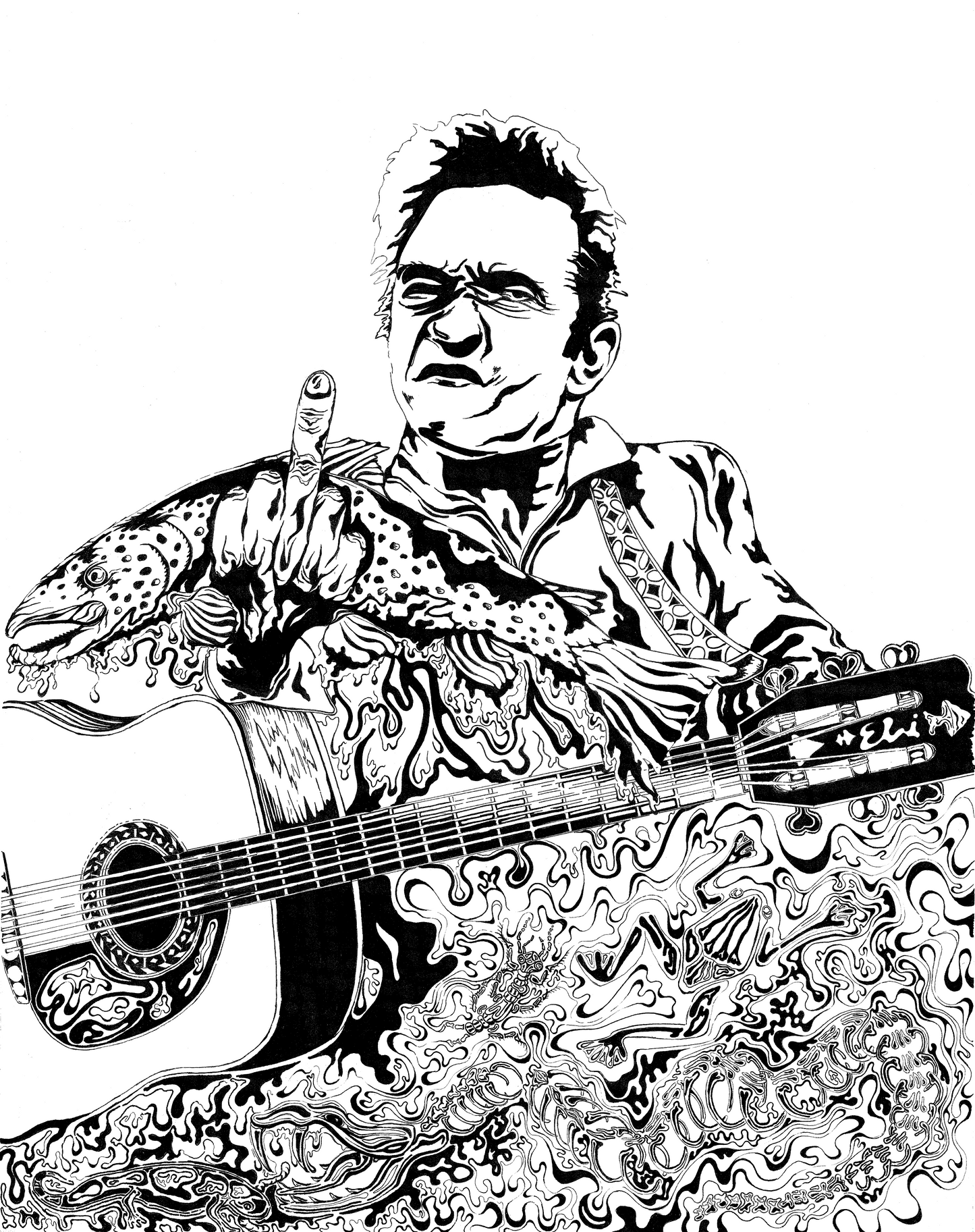 "JOHNNY $PLASH" 19x24 INCH HAND DRAWN POSTER PRINT